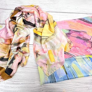 Elegant Scarf Colourful Women Large Long Wrap Soft Lightweight Summer Spring Scarf with Choice of Gift Box - Artistic Textured Print