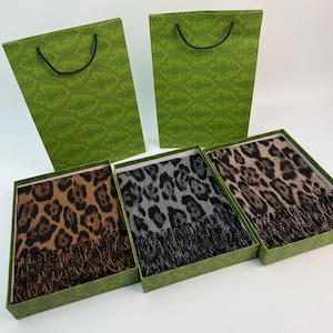 Elegant Leopard Print Scarf Women Large Long Wrap Shawl Animal Print Soft Warm Winter Autumn