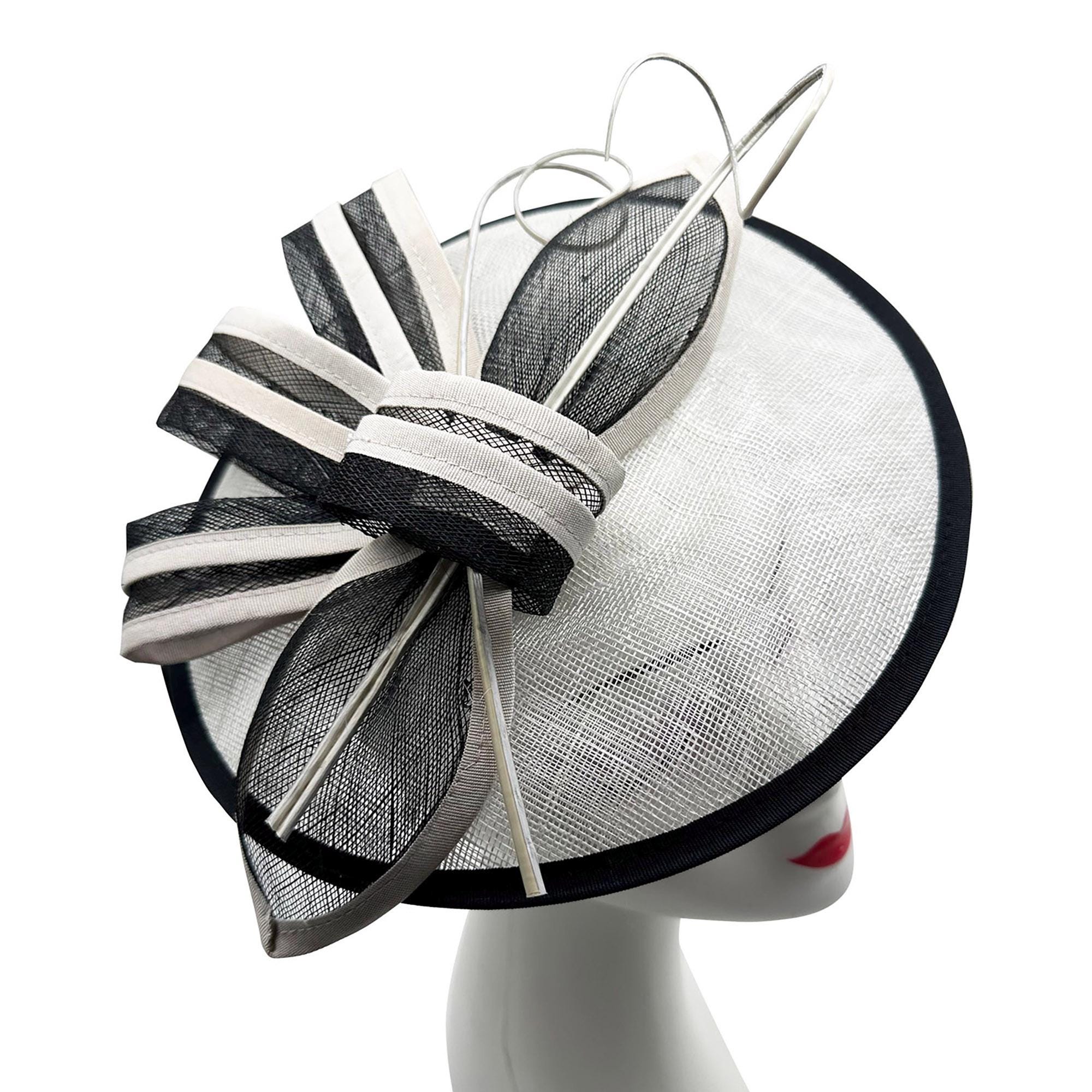 New Light Grey and Black Fascinator Headband and Clip Round  display picture 3