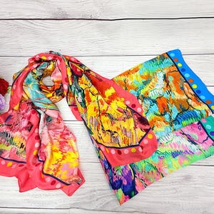 Elegant Scarf Colourful Women Large Long Wrap Soft Lightweight Summer Spring Scarf with Choice of Gift Box - Vibrant Textured Print