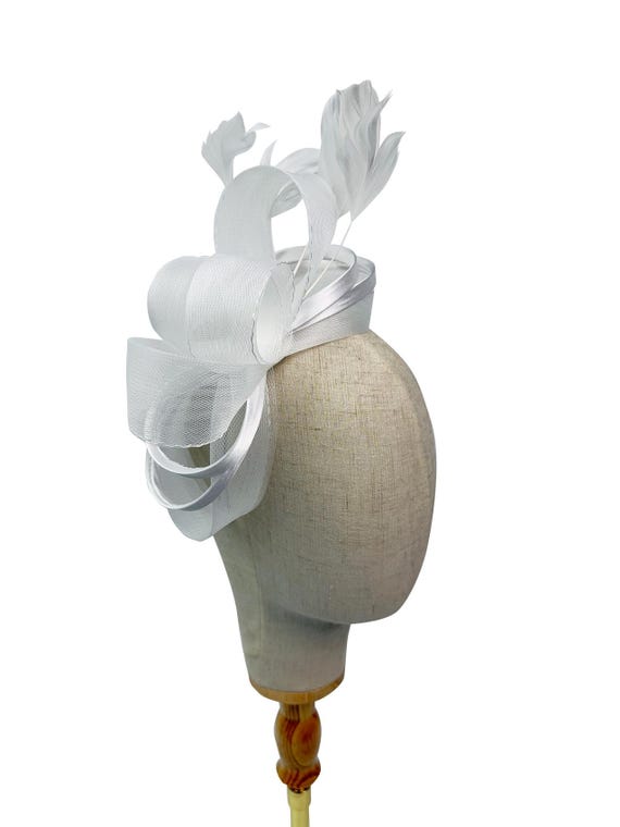 Nuovo Fascinator Rotondo Bianco E Nero Hatinator Con Fascia E Clip Matrimoni Gare, Ascot, Kentucky Derby, Melbourne Cup - Italia - Foto 6