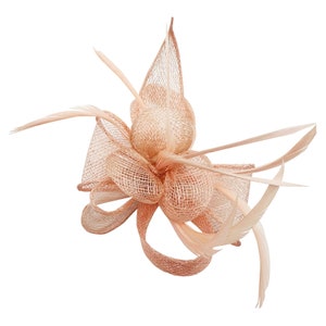 Light pink fascinator Small Size Mini Poppy Flower and Petals Style hat with Brooch Pin and Clip for weddings Royal Ascot Races Derby