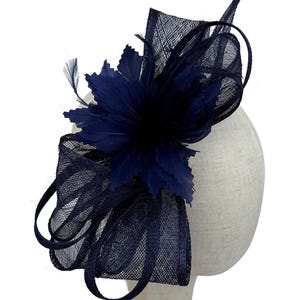 New Navy Blue Fascinator Hatinator with Band & Clip With More Colors Weddings Races, Ascot, Kentucky Derby, Melbourne Cup, Bow Shaped