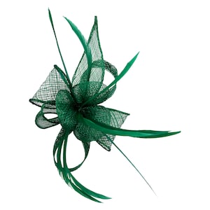 Green fascinator Small Size Mini Poppy Flower and Petals Style hat with Brooch Pin and Clip for weddings Royal Ascot Races Derby