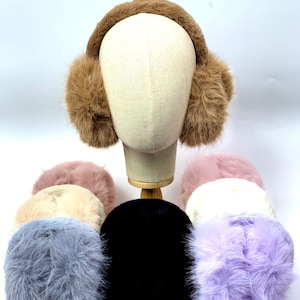 Foldable Winter Warm Earmuffs for Women Girls Ladies Adult Furry Ear Warmers Faux Fur Christmas Birthday Gift Presents