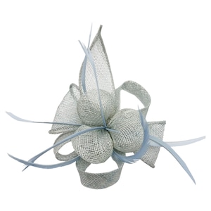 Baby Blue fascinator Small Size Mini Poppy Flower and Petals Style  hat with Brooch Pin and Clip for weddings Royal Ascot Races Derby