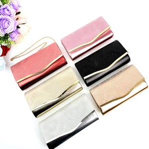 Neue Abend Clutch Taschen für Frauen Umschlag Crossbody Schulter Handtaschen mit Glitter Details und lange Abnehmbare Kette