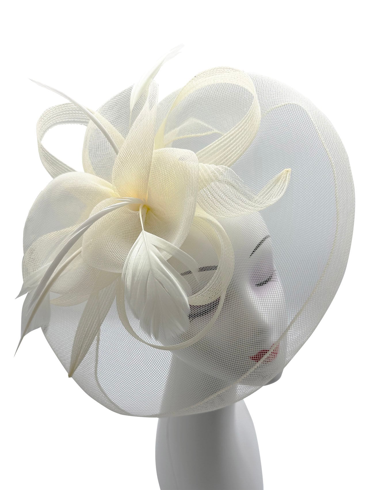 cream fascinator large with headband and clip hatinator wedding races millinery headpiece