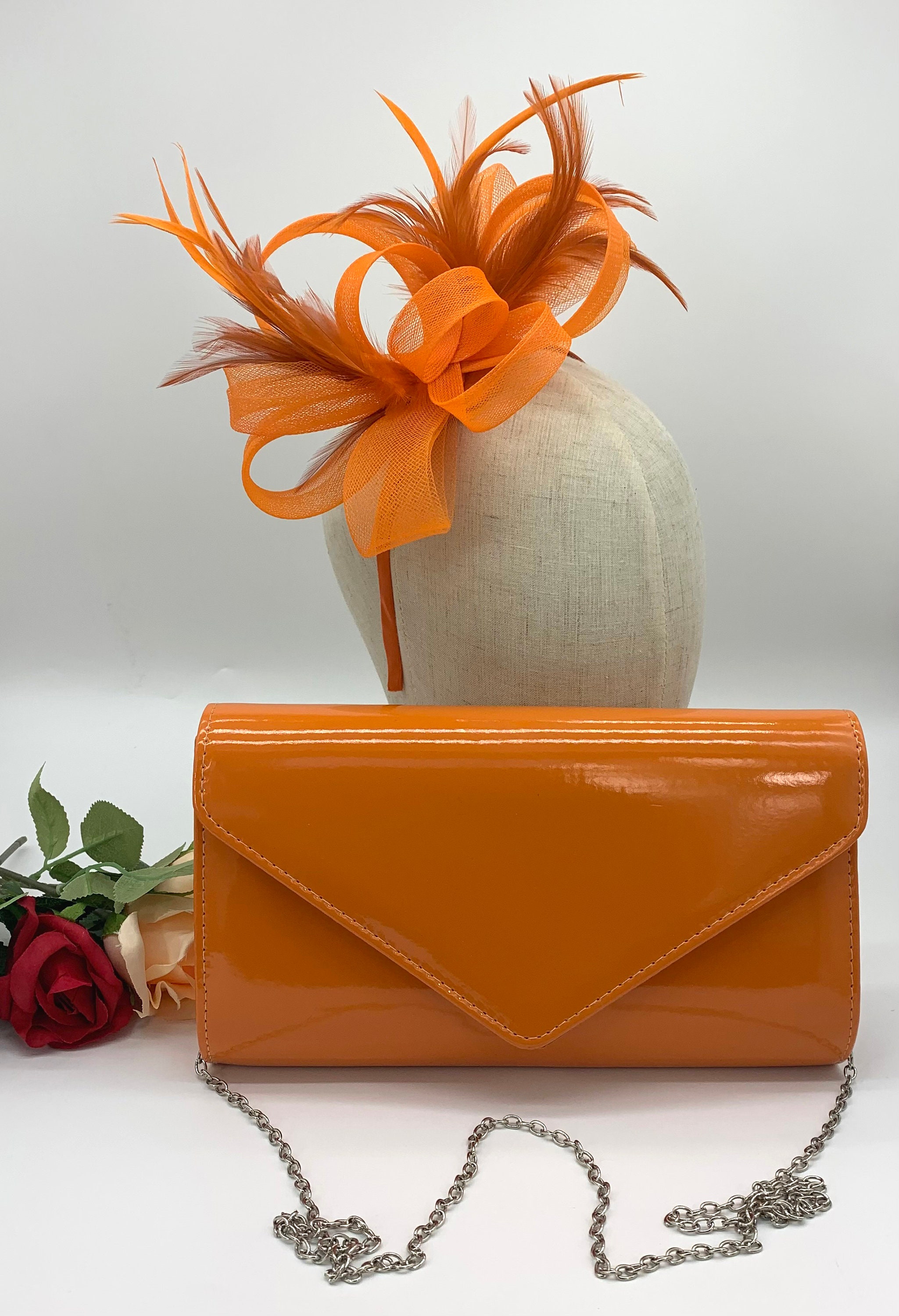 Neon orange clutch bag deals