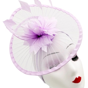 Lilac Fascinator Hatinator Spiral Brim with Band & Clip Weddings Races, Ascot, Kentucky, Derby, Melbourne Cup - New