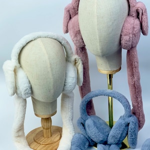 Winter Warm Earmuffs - Winter Earmuffs - With Long Dangling Straps - Girls Earmuffs - Cute Earmuffs - Novelty Earmuffs - Christmas Gifts