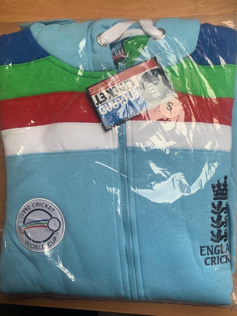 Sweat à Capuche Zippé Angleterre Cricket 1992 – Édition Limitée Rétro, Taille M