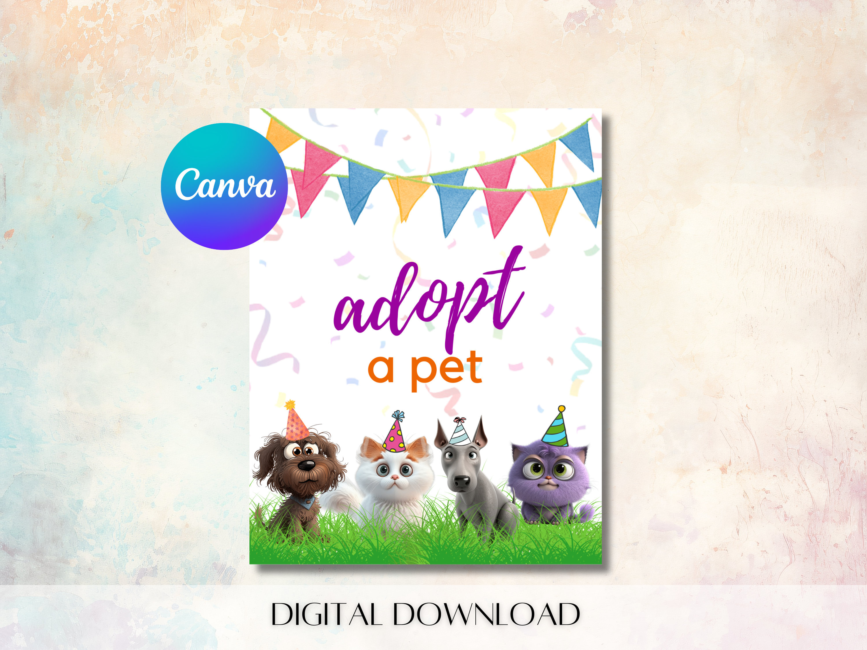 Adopt a Pet Birthday Sign, Dog Birthday Party Decor, Puppy Adoption ...