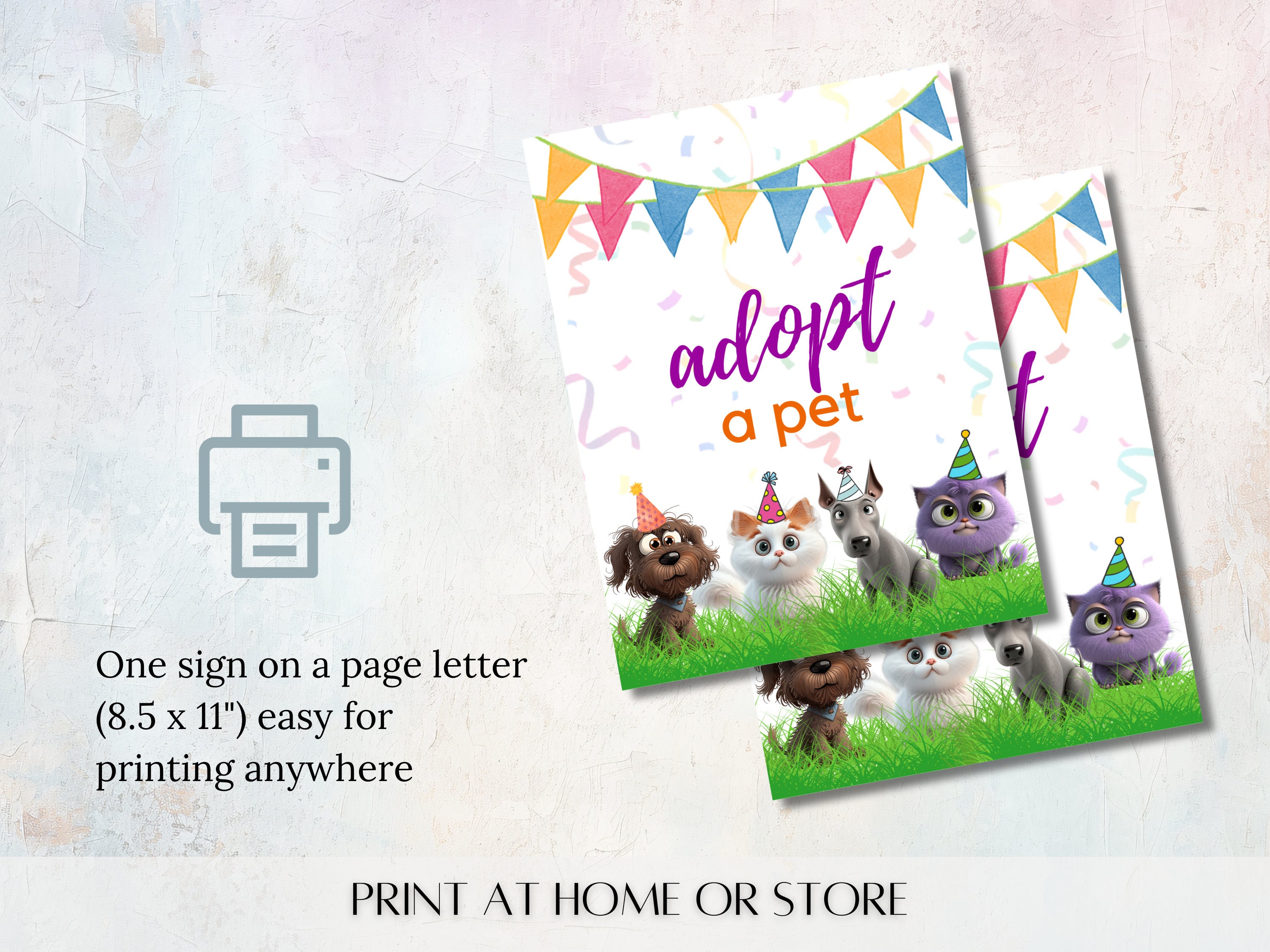 Adopt a Pet Birthday Sign, Dog Birthday Party Decor, Puppy Adoption ...