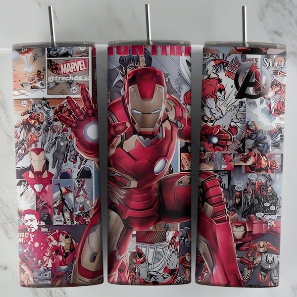 Iron Man tumbler design, 20 oz skinny tumbler design, sublimation image, tumbler wrap, Iron Man cup, Iron Man sublimation, tumbler design