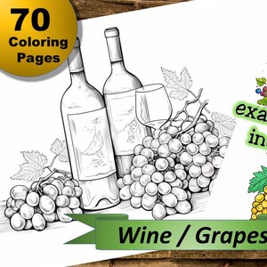 70 wine / grapes coloring pages, coloring book, coloring pages, Collection 52, for children and adults, coloring book, relaxation