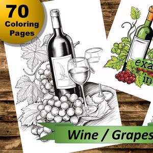 70 wine / grapes coloring pages, coloring book, coloring pages, Collection 48, for children and adults, coloring book, relaxation