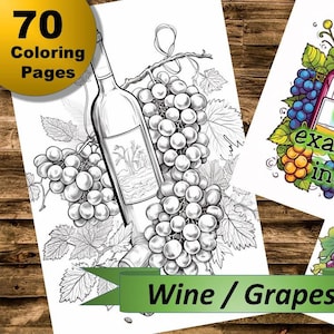 70 wine / grapes coloring pages, coloring book, coloring pages, Collection 46, for children and adults, coloring book, relaxation