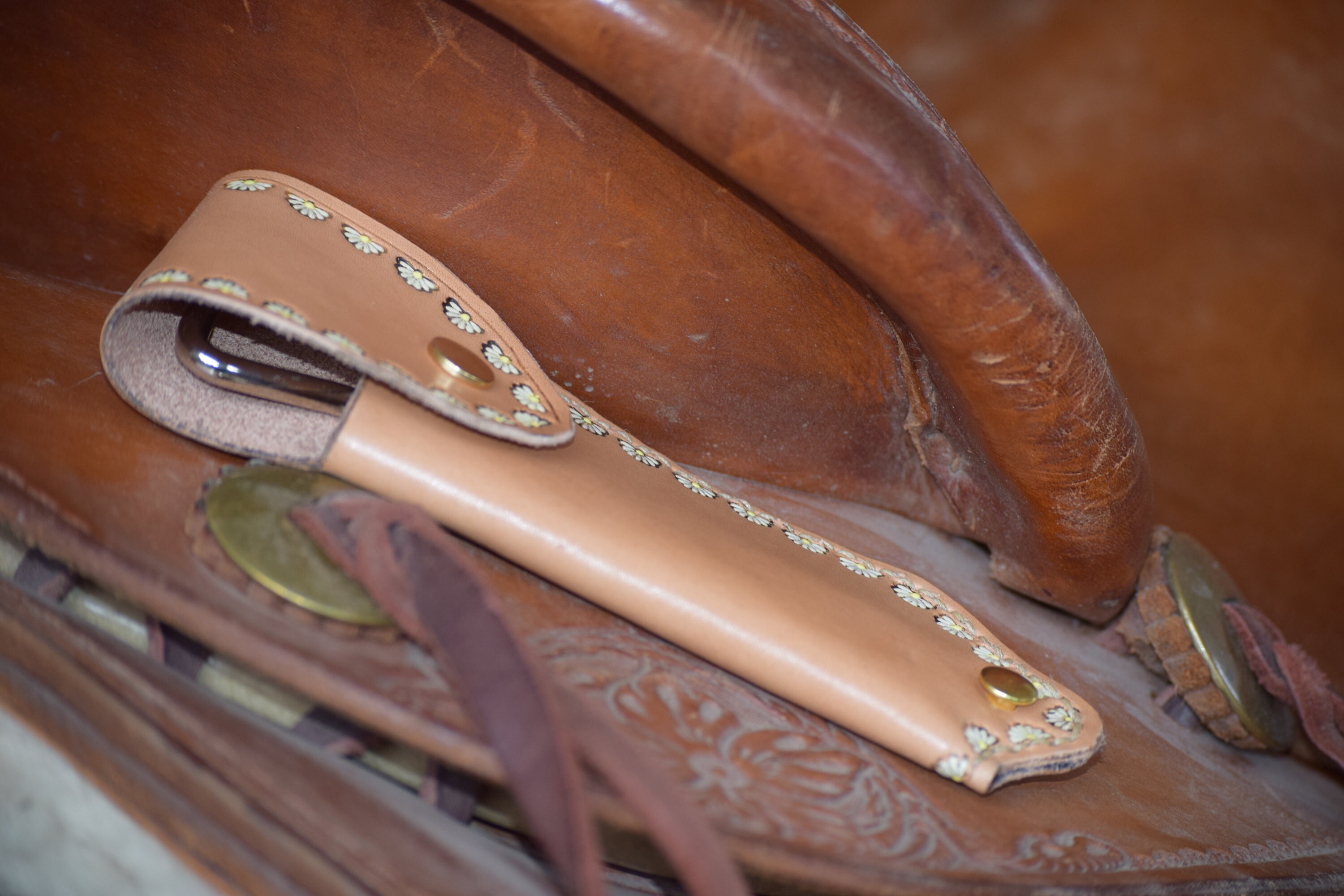 Leather Hoof Pick Holder White Flowers Etsy