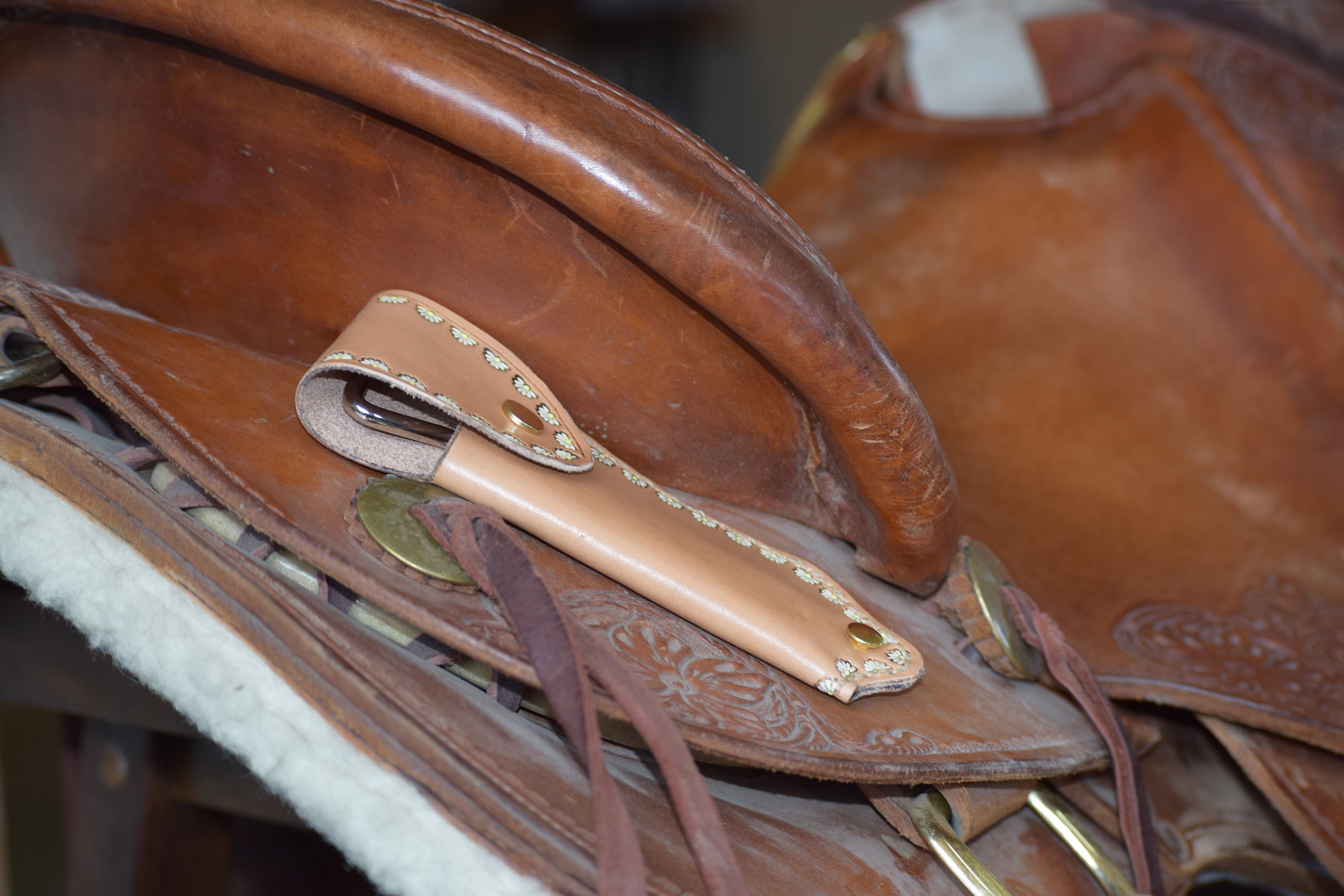 Leather Hoof Pick Holder White Flowers Etsy