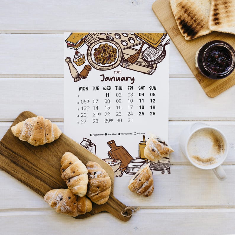 Calendar 2025 Kitchen A4 Ready to Print Ready to Print A4 Printable