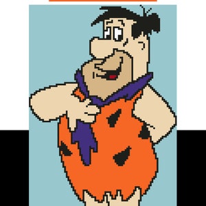 May include: A crochet pattern for a corner-to-corner Fred Flintstone character. The pattern is by Natasha Shupe.