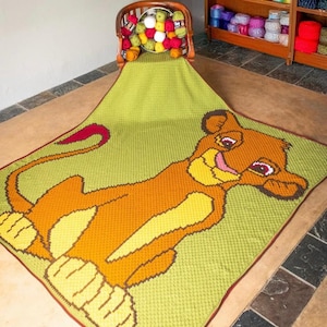 Safari Sunset C2C Crochet Blanket Pattern: Majestic Simba-Inspired Design for Cozy Creations