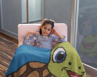 Sea Turtle Graphgan Crochet Blanket Pattern, Marine Animal Afghan PDF