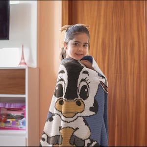 Baby Cow Crochet Graphgan Pattern - Throw Blanket Size - Pixel Art Farm Afghan - PDF Download