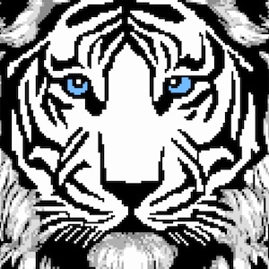 White tiger - corner to corner crochet pattern - digital animal graphgan pattern for wildlife lover - home decor - DIY blanket crafting gift