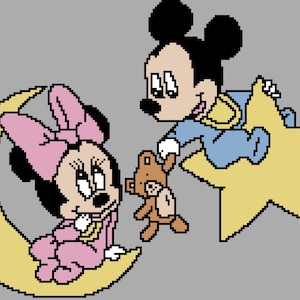 Baby Mouse Crochet Blanket Pattern: Mickey & Minnie Colorwork (PDF)
