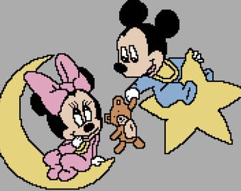Baby Mouse Crochet Blanket Pattern: Mickey & Minnie Colorwork (PDF)