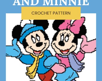 Wzór na zimowy koc szydełkowy z Myszką Miki i Minnie