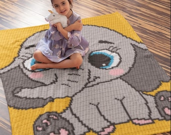 Baby Elephant Crochet Blanket Pattern, Graphghan PDF, Nursery Decor (Digital Download)