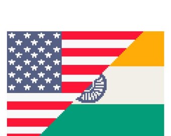 Wzór na koc z rozdzieloną flagą C2C – flagi amerykańskie i indiańskie | Rozmiar podwójny | Szydełkowy plik PDF
