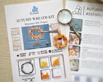 Dollhouse 12th Miniature Autumn Wreath DIY Kit