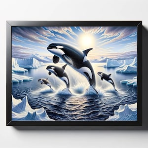 Mother Killer Whale with Babies Print DIGITAL DOWNLOAD