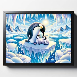 Penguin Family in the Arctic Print