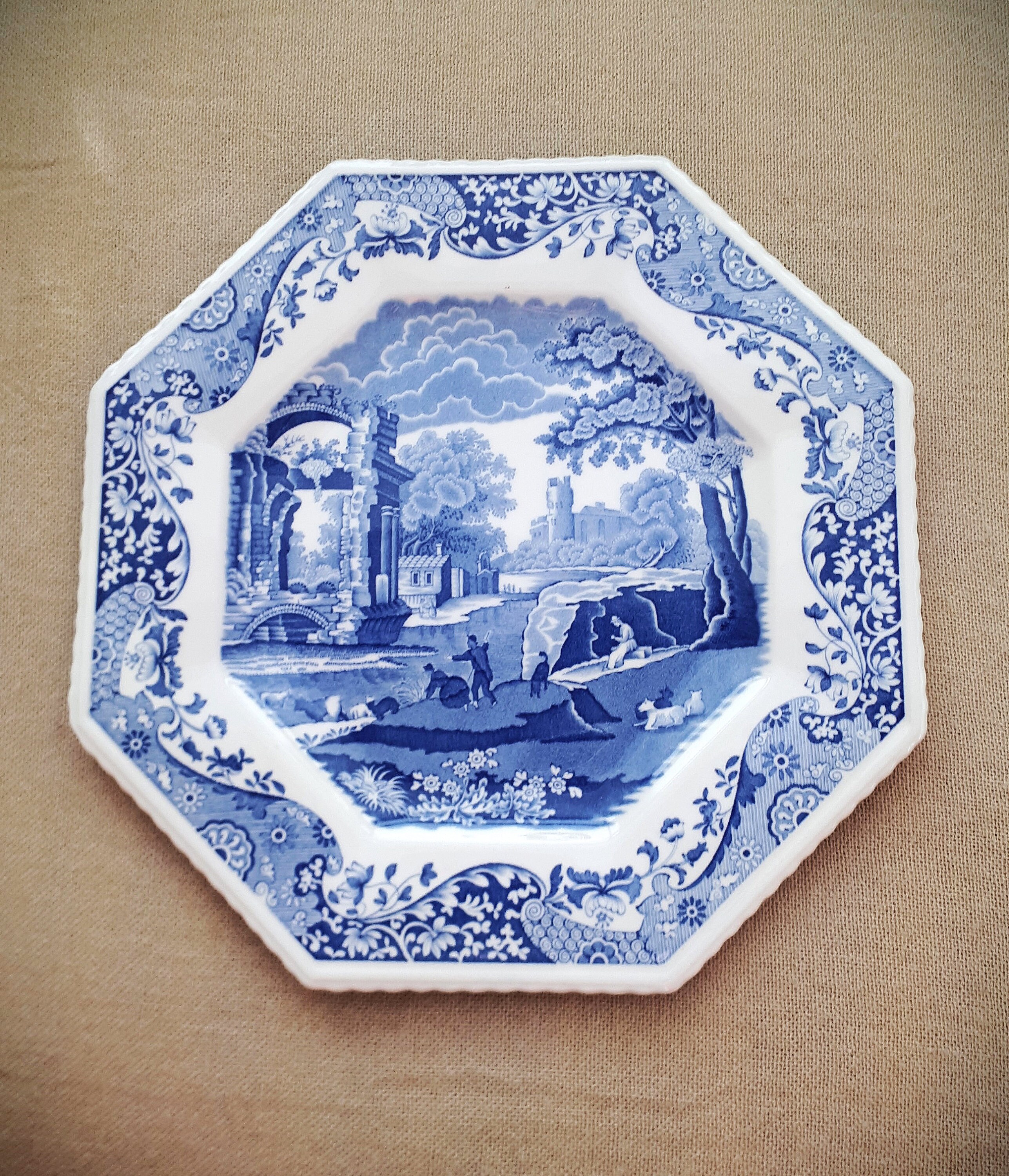 RARE Vintage Spode 'blue Italian' 14 Inch Octagonal Serving Platter Etsy