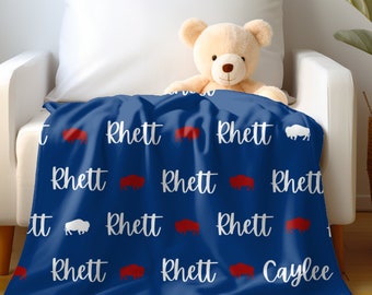 Buffalo Football Fan Blanket, Football Name Blanket, Football Blanket, Gift for Him, Sports fan Gift, Blanket for Football, Custom Football