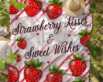 Strawberry Blanket, Strawberry Home Decor, Berry Blanket, Strawberry Throw, Farm Fresh Berries Throw, Farmhouse Blanket, Strawberries