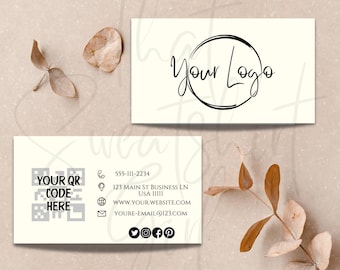 Minimalist Business Card, Simple Business Card, Elegant Business Card,  Aesthetic Business Card, Custom QR Code Card, Editable Business