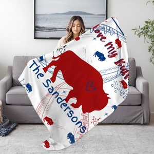 Custom Buffalo Football Blanket, Football Fan Blanket Personalized, Buffalo Football Fan Gift, Buffalo Sports Team, Gifts for Him, Blanket