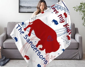 Couverture personnalisée de football Buffalo, Couverture fan de football personnalisée, Cadeau fan de football Buffalo, Équipe sportive Buffalo, Cadeaux pour lui, Couverture