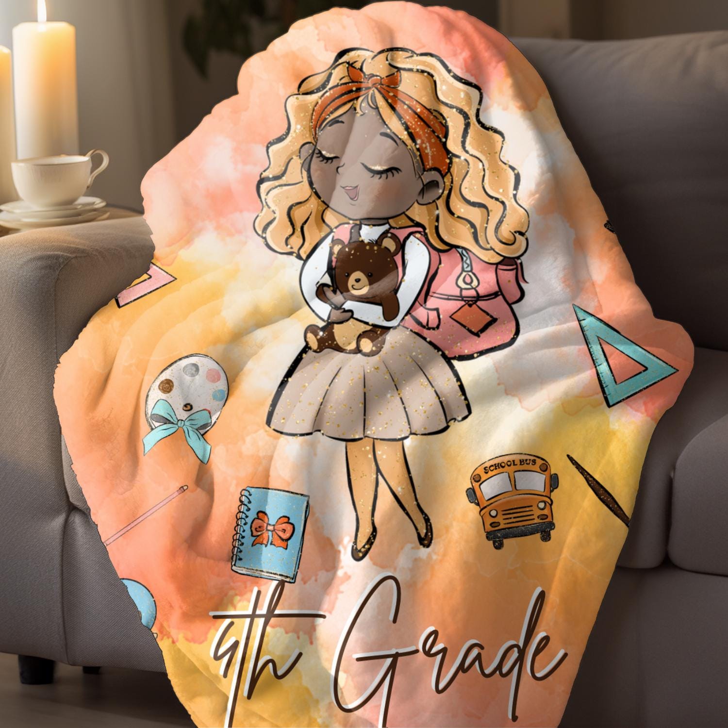 Personalized Student blanket, Nap time blanket, Child custom blanket, Personalized School blanket, Personalized throw for child, Elementary