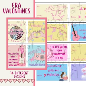 In My Era Valentines, Música valentine, imprimível valentine para menina, In My Valentine Era, Classroom Valentine Swift Fan, download instantâneo