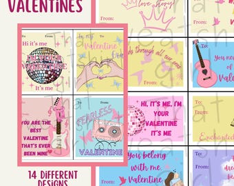 In My Era Valentines, Music valentine, printable valentine for girl, In My Valentine Era, Classroom Valentine Swift Fan, instant download