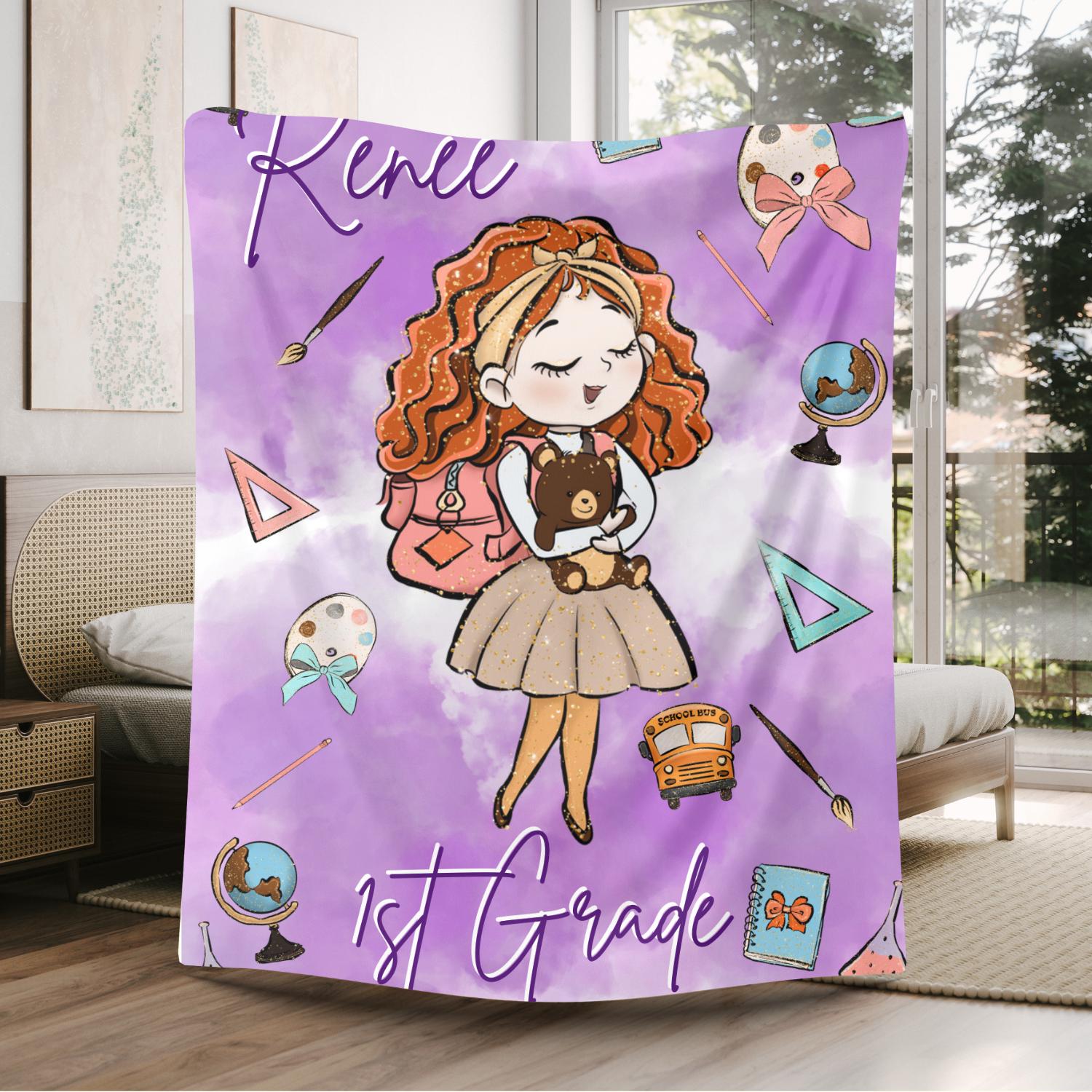 Personalized Student blanket, Nap time blanket, Child custom blanket, Personalized School blanket, Personalized throw for child, Elementary