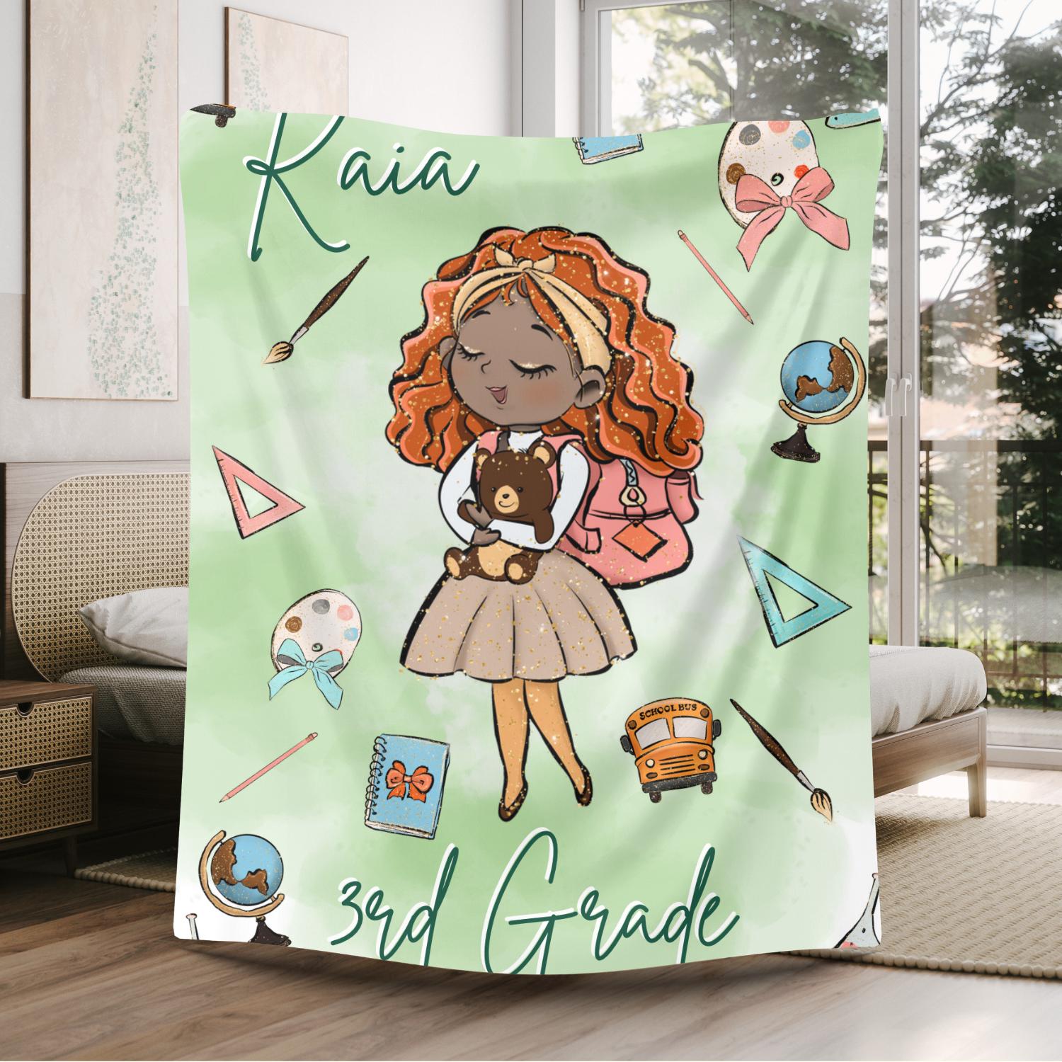 Personalized Student blanket, Nap time blanket, Child custom blanket, Personalized School blanket, Personalized throw for child, Elementary