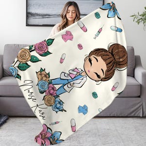 Personalized Nurse Blanket Gift, Custom Nursing Graduation Blanket with Name, Nurse Appreciation Throw, RN Gift for Her, Healthcare Worker